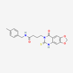N-[(4-methylphenyl)methyl]-4-(8-oxo-6-sulfanylidene-5H-[1,3]dioxolo[4,5-g]quinazolin-7-yl)butanamide
