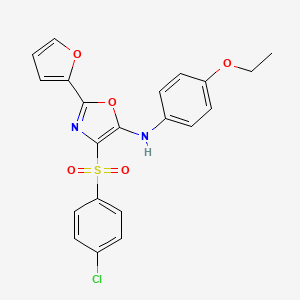 molecular formula C21H17ClN2O5S B2661472 4-[(4-chlorophenyl)sulfonyl]-N-(4-ethoxyphenyl)-2-(furan-2-yl)-1,3-oxazol-5-amine CAS No. 862794-89-6