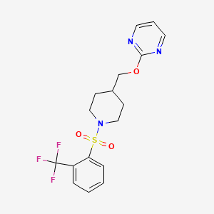 2-[[1-[2-(Trifluoromethyl)phenyl]sulfonylpiperidin-4-yl]methoxy]pyrimidine