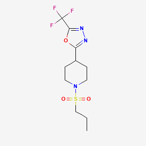 molecular formula C11H16F3N3O3S B2661476 2-(1-(Propylsulfonyl)piperidin-4-yl)-5-(trifluoromethyl)-1,3,4-oxadiazole CAS No. 1706417-41-5