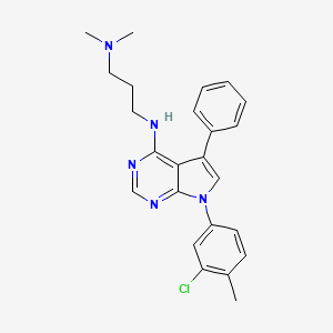 molecular formula C24H26ClN5 B2661479 N'-[7-(3-chloro-4-methylphenyl)-5-phenyl-7H-pyrrolo[2,3-d]pyrimidin-4-yl]-N,N-dimethylpropane-1,3-diamine CAS No. 477229-40-6