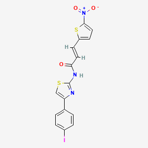 molecular formula C16H10IN3O3S2 B2661482 (E)-N-(4-(4-iodophenyl)thiazol-2-yl)-3-(5-nitrothiophen-2-yl)acrylamide CAS No. 477547-92-5