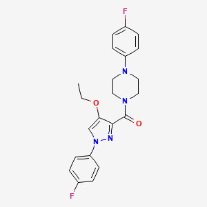 molecular formula C22H22F2N4O2 B2661486 (4-乙氧基-1-(4-氟苯基)-1H-吡唑-3-基)(4-(4-氟苯基)哌嗪-1-基)甲酮 CAS No. 1170515-65-7