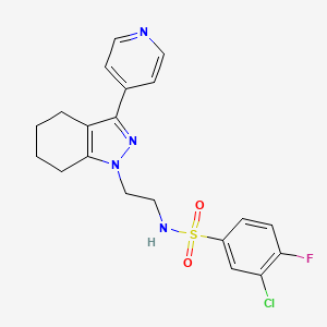molecular formula C20H20ClFN4O2S B2661487 3-chloro-4-fluoro-N-(2-(3-(pyridin-4-yl)-4,5,6,7-tetrahydro-1H-indazol-1-yl)ethyl)benzenesulfonamide CAS No. 1796988-71-0