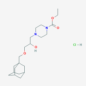 molecular formula C21H37ClN2O4 B2661489 Ethyl 4-(3-((3r,5r,7r)-adamantan-1-ylmethoxy)-2-hydroxypropyl)piperazine-1-carboxylate hydrochloride CAS No. 1185175-63-6