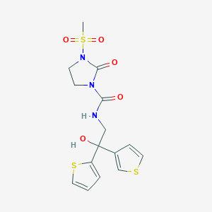molecular formula C15H17N3O5S3 B2661490 N-(2-hydroxy-2-(thiophen-2-yl)-2-(thiophen-3-yl)ethyl)-3-(methylsulfonyl)-2-oxoimidazolidine-1-carboxamide CAS No. 2034482-99-8