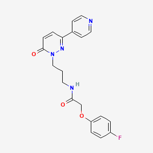 molecular formula C20H19FN4O3 B2661494 2-(4-氟苯氧基)-N-(3-(6-氧代-3-(吡啶-4-基)吡啶并[6H]-1-基)丙基)乙酰胺 CAS No. 1105246-52-3