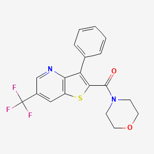 molecular formula C19H15F3N2O2S B2661501 Morpholino[3-phenyl-6-(trifluoromethyl)thieno[3,2-b]pyridin-2-yl]methanone CAS No. 478260-62-7