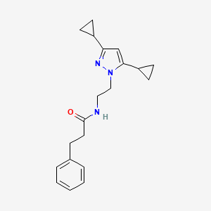 N-(2-(3,5-dicyclopropyl-1H-pyrazol-1-yl)ethyl)-3-phenylpropanamide