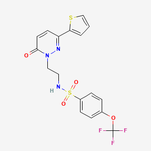 molecular formula C17H14F3N3O4S2 B2661516 N-(2-(6-oxo-3-(thiophen-2-yl)pyridazin-1(6H)-yl)ethyl)-4-(trifluoromethoxy)benzenesulfonamide CAS No. 946240-11-5