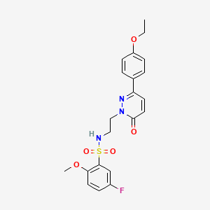molecular formula C21H22FN3O5S B2661526 N-(2-(3-(4-乙氧苯基)-6-氧代吡啶并[6H]-1-基)乙基)-5-氟-2-甲氧基苯磺酰胺 CAS No. 921555-49-9