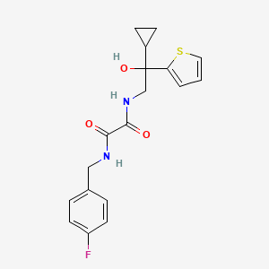 molecular formula C18H19FN2O3S B2661528 N1-(2-环丙基-2-羟基-2-(噻吩-2-基)乙基)-N2-(4-氟苯甲基)草酰胺 CAS No. 1396887-83-4
