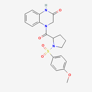molecular formula C20H21N3O5S B2661529 4-(1-((4-methoxyphenyl)sulfonyl)pyrrolidine-2-carbonyl)-3,4-dihydroquinoxalin-2(1H)-one CAS No. 1105056-58-3