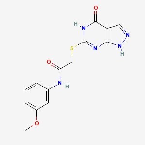 molecular formula C14H13N5O3S B2661536 N-(3-甲氧基苯基)-2-((4-氧代-4,5-二氢-1H-吡唑并[3,4-d]嘧啶-6-基)硫)乙酰胺 CAS No. 877629-90-8