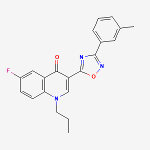 molecular formula C21H18FN3O2 B2661541 6-氟-1-丙基-3-(3-(间甲苯基)-1,2,4-噁二唑-5-基)喹啉-4(1H)-酮 CAS No. 1251672-05-5