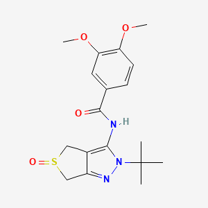 molecular formula C18H23N3O4S B2661545 N-(2-tert-butyl-5-oxo-4,6-dihydrothieno[3,4-c]pyrazol-3-yl)-3,4-dimethoxybenzamide CAS No. 1008930-32-2