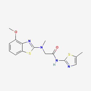 molecular formula C15H16N4O2S2 B2661552 2-((4-甲氧基苯并[2]噻唑-2-基)(甲基)氨基)-N-(5-甲基噻唑-2-基)乙酰胺 CAS No. 1351644-87-5