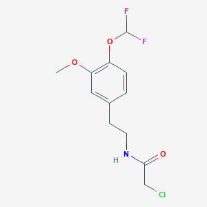 molecular formula C12H14ClF2NO3 B2661570 2-氯-N-{2-[4-(二氟甲氧基)-3-甲氧基苯基]乙基}乙酰胺 CAS No. 875157-00-9