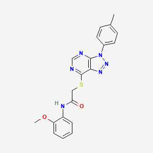 molecular formula C20H18N6O2S B2661571 N-(2-methoxyphenyl)-2-[3-(4-methylphenyl)triazolo[4,5-d]pyrimidin-7-yl]sulfanylacetamide CAS No. 863459-38-5