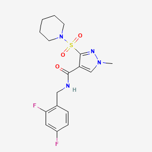 molecular formula C17H20F2N4O3S B2661575 N-(2,4-difluorobenzyl)-1-methyl-3-(piperidin-1-ylsulfonyl)-1H-pyrazole-4-carboxamide CAS No. 1251592-57-0