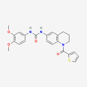 molecular formula C23H23N3O4S B2661576 1-(3,4-Dimethoxyphenyl)-3-(1-(thiophene-2-carbonyl)-1,2,3,4-tetrahydroquinolin-6-yl)urea CAS No. 1203017-19-9