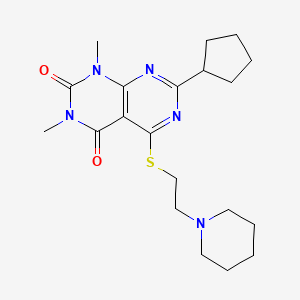molecular formula C20H29N5O2S B2661578 7-Cyclopentyl-1,3-dimethyl-5-(2-piperidin-1-ylethylsulfanyl)pyrimido[4,5-d]pyrimidine-2,4-dione CAS No. 872620-14-9