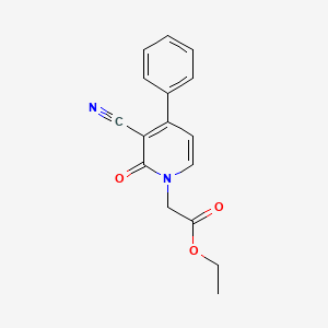 molecular formula C16H14N2O3 B2661583 乙酸-2-[3-氰-2-氧代-4-苯基-1(2H)-吡啶基]乙酯 CAS No. 478080-30-7