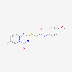 molecular formula C17H16N4O3S B2661587 N-(4-methoxyphenyl)-2-(7-methyl-4-oxopyrido[1,2-a][1,3,5]triazin-2-yl)sulfanylacetamide CAS No. 896319-60-1