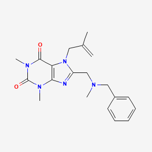 molecular formula C20H25N5O2 B2661589 8-[[Benzyl(methyl)amino]methyl]-1,3-dimethyl-7-(2-methylprop-2-enyl)purine-2,6-dione CAS No. 797028-22-9