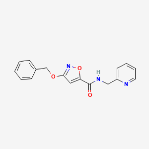 molecular formula C17H15N3O3 B2661599 3-(benzyloxy)-N-(pyridin-2-ylmethyl)isoxazole-5-carboxamide CAS No. 1428356-21-1