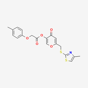 molecular formula C19H17NO5S2 B2661603 6-(((4-methylthiazol-2-yl)thio)methyl)-4-oxo-4H-pyran-3-yl 2-(p-tolyloxy)acetate CAS No. 896305-89-8