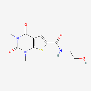 molecular formula C11H13N3O4S B2661609 N-(2-hydroxyethyl)-1,3-dimethyl-2,4-dioxo-1,2,3,4-tetrahydrothieno[2,3-d]pyrimidine-6-carboxamide CAS No. 946257-49-4