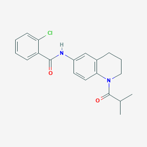 molecular formula C20H21ClN2O2 B2661610 2-chloro-N-(1-isobutyryl-1,2,3,4-tetrahydroquinolin-6-yl)benzamide CAS No. 941960-61-8