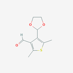 molecular formula C10H12O3S B2661613 4-(1,3-二氧杂环戊二烯-2-基)-2,5-二甲基噻吩-3-甲醛 CAS No. 2172017-84-2