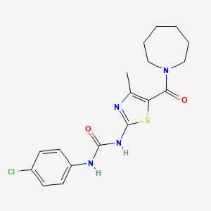 molecular formula C18H21ClN4O2S B2661614 1-(5-(Azepane-1-carbonyl)-4-methylthiazol-2-yl)-3-(4-chlorophenyl)urea CAS No. 941886-74-4