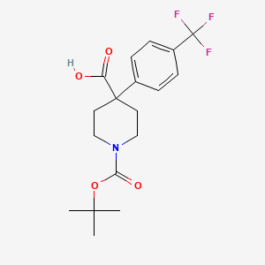 molecular formula C18H22F3NO4 B2661622 1-(tert-Butoxycarbonyl)-4-[4-(trifluoromethyl)phenyl]piperidine-4-carboxylic aci CAS No. 1198286-56-4