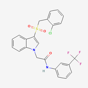 molecular formula C24H18ClF3N2O3S B2661630 2-(3-((2-chlorobenzyl)sulfonyl)-1H-indol-1-yl)-N-(3-(trifluoromethyl)phenyl)acetamide CAS No. 893287-50-8