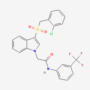 molecular formula C24H18ClF3N2O3S B2661630 2-(3-((2-氯苯甲基)磺酰基)-1H-吲哚-1-基)-N-(3-(三氟甲基)苯基)乙酰胺 CAS No. 893287-50-8