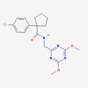1-(4-chlorophenyl)-N-((4,6-dimethoxy-1,3,5-triazin-2-yl)methyl)cyclopentanecarboxamide