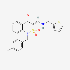 molecular formula C22H20N2O3S2 B2661668 (Z)-1-(4-methylbenzyl)-3-(((thiophen-2-ylmethyl)amino)methylene)-1H-benzo[c][1,2]thiazin-4(3H)-one 2,2-dioxide CAS No. 892293-42-4