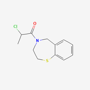 molecular formula C12H14ClNOS B2661670 2-Chloro-1-(3,5-dihydro-2H-1,4-benzothiazepin-4-yl)propan-1-one CAS No. 2411315-20-1