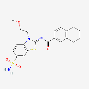 molecular formula C21H23N3O4S2 B2661677 (Z)-N-(3-(2-甲氧基乙基)-6-磺酰基苯并[d]噻唑-2(3H)-基亚)-5,6,7,8-四氢萘-2-甲酰胺 CAS No. 865160-38-9