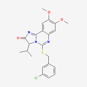 molecular formula C22H22ClN3O3S B2661679 5-[(3-chlorobenzyl)sulfanyl]-3-isopropyl-8,9-dimethoxyimidazo[1,2-c]quinazolin-2(3H)-one CAS No. 1031798-92-1