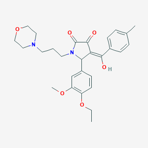 molecular formula C28H34N2O6 B266168 5-(4-ethoxy-3-methoxyphenyl)-3-hydroxy-4-(4-methylbenzoyl)-1-[3-(4-morpholinyl)propyl]-1,5-dihydro-2H-pyrrol-2-one 