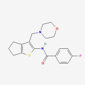 molecular formula C19H21FN2O2S B2661682 4-fluoro-N-(3-(morpholinomethyl)-5,6-dihydro-4H-cyclopenta[b]thiophen-2-yl)benzamide CAS No. 671201-09-5