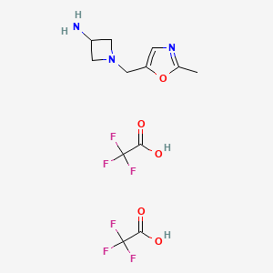 molecular formula C12H15F6N3O5 B2661689 1-[(2-Methyl-1,3-oxazol-5-yl)methyl]azetidin-3-amine;2,2,2-trifluoroacetic acid CAS No. 2408974-95-6