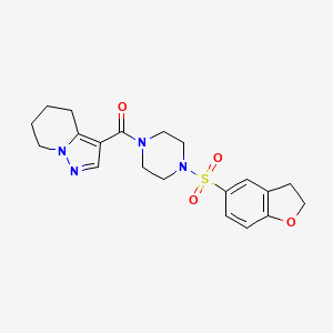 molecular formula C20H24N4O4S B2661690 (4-((2,3-Dihydrobenzofuran-5-yl)sulfonyl)piperazin-1-yl)(4,5,6,7-tetrahydropyrazolo[1,5-a]pyridin-3-yl)methanone CAS No. 2034587-73-8