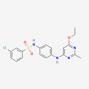molecular formula C19H19ClN4O3S B2661691 3-chloro-N-(4-((6-ethoxy-2-methylpyrimidin-4-yl)amino)phenyl)benzenesulfonamide CAS No. 946304-19-4