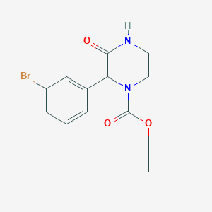 molecular formula C15H19BrN2O3 B2661705 叔丁基 2-(3-溴苯基)-3-氧代哌嗪-1-甲酸酯 CAS No. 1955492-82-6