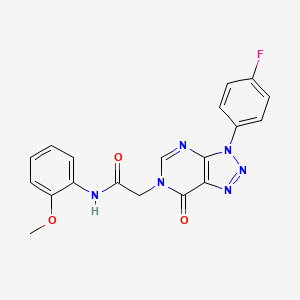 molecular formula C19H15FN6O3 B2661709 2-(3-(4-fluorophenyl)-7-oxo-3H-[1,2,3]triazolo[4,5-d]pyrimidin-6(7H)-yl)-N-(2-methoxyphenyl)acetamide CAS No. 847384-30-9